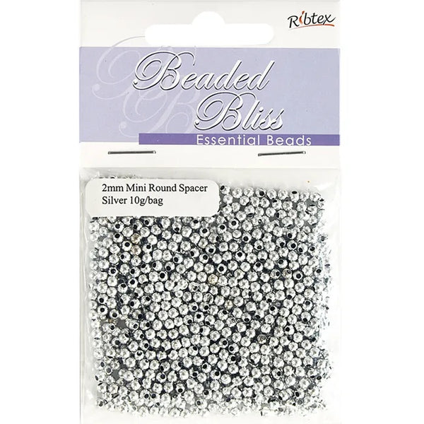2mm Mini Round Spacer Beads (available in 2 colours)