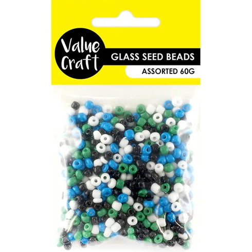 3.6mm Blue, White, Green & Black Colours Glass Seed Beads