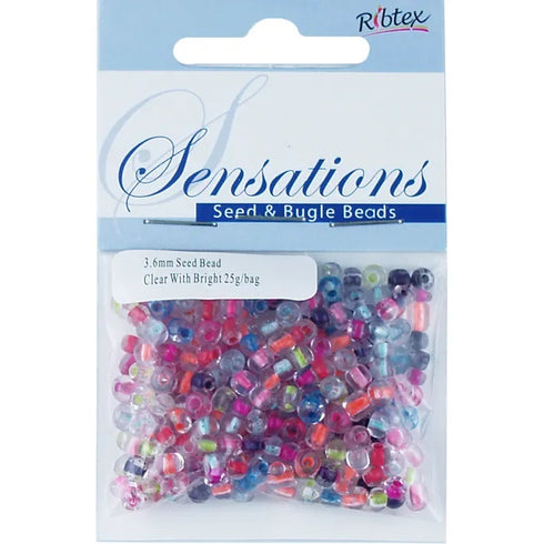 3.6mm Glass Seed Beads - 25g (available in 42 colours)