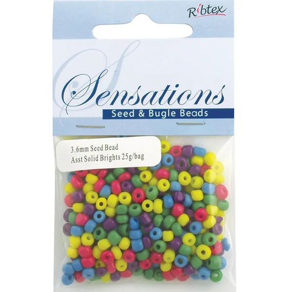 3.6mm Glass Seed Beads - 25g (available in 42 colours)