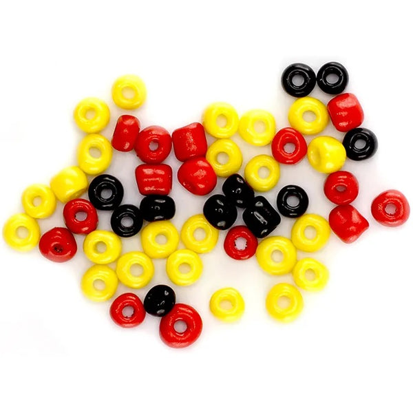 3.6mm Red, Yellow & Black Colours Glass Seed Beads