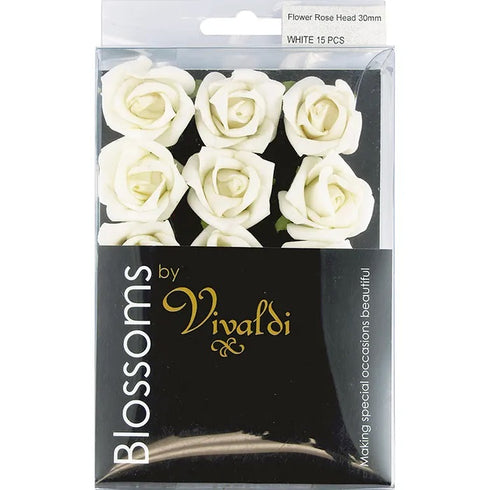 30mm Foam Rose Head Flowers (available in 6 colours)