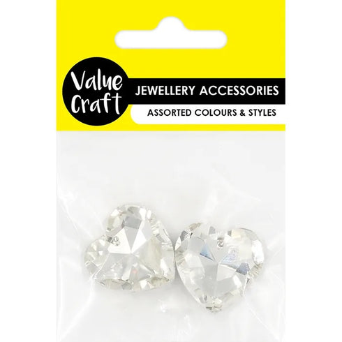 3cm Faceted Glass Heart Shape Pendants