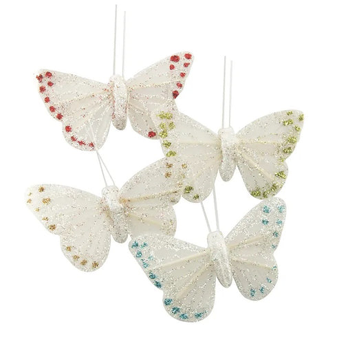 3cm Glitter White Butterfly