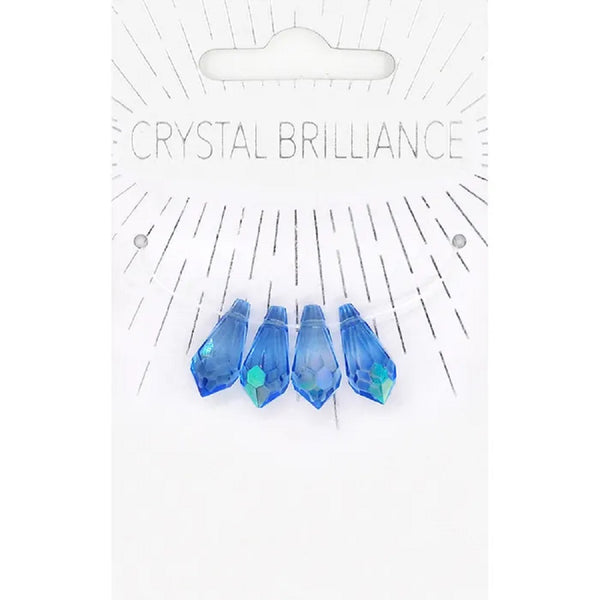 4Pcs Teardrop Shape Crystal Pendants (available in 3 colours)
