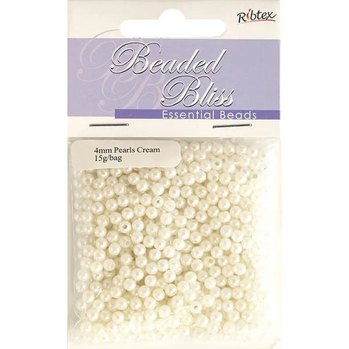 4mm Plastic Pearl Beads (available in 3 colours)