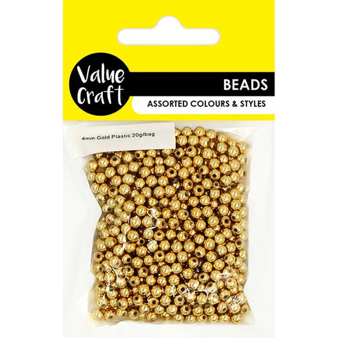 4mm Gold Round Plastic Beads