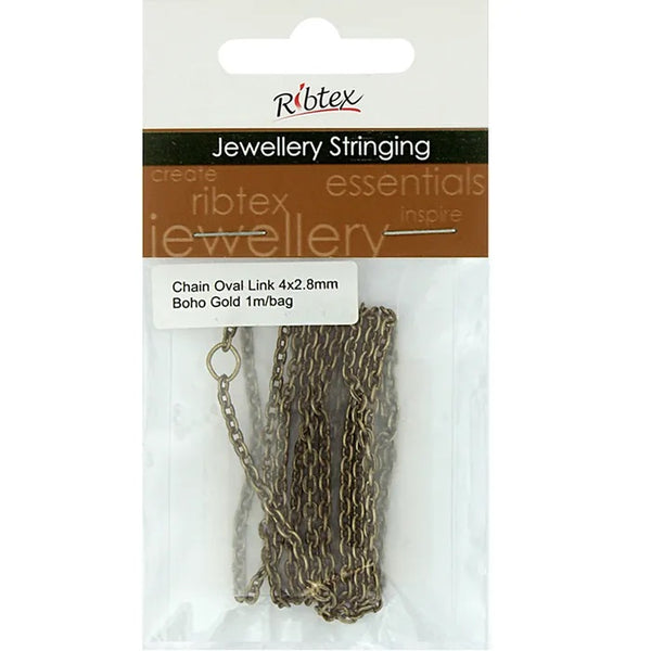 4mm x 3mm Metal Alloy Straight Oval Link Chain