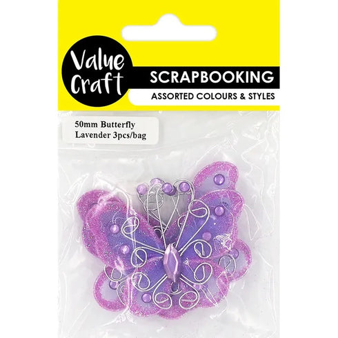 50mm Mini Lavender Craft Butterfly