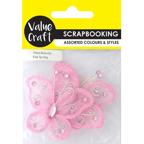 50mm Mini Pink Craft Butterfly