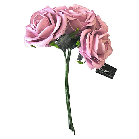 5 Heads Foam Rose Flowers Bunch (available in 8 colours)