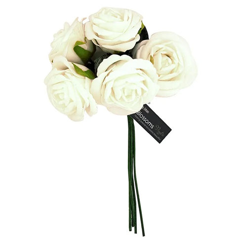 5 Heads Foam Rose Flowers Bunch (available in 8 colours)