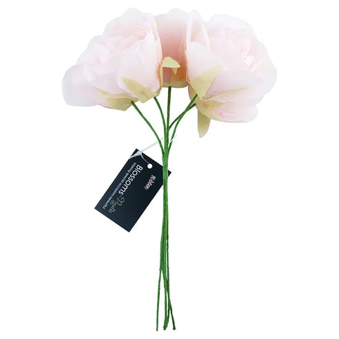 5 Heads Poly Rose Flowers Bunch (available in 3 colours)