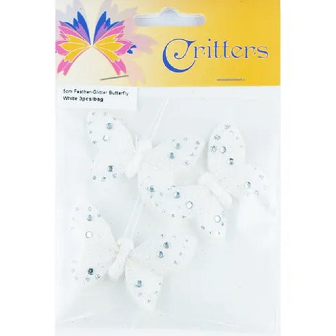 5cm Feather Glitter Butterfly (available in 6 colours)