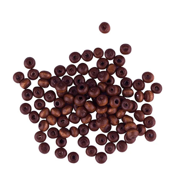 5mm Dark Brown Wooden Seed Beads
