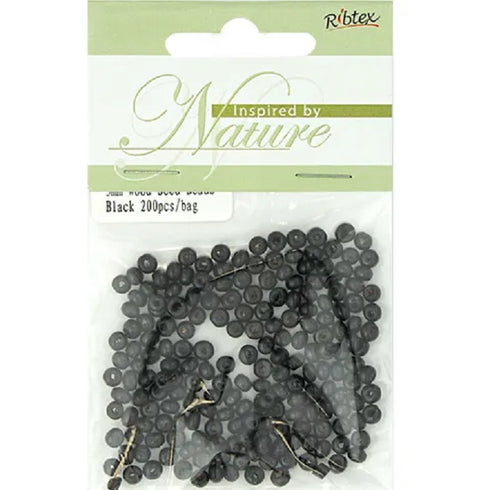 5mm Black Wooden Seed Beads