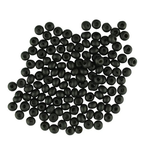 5mm Black Wooden Seed Beads