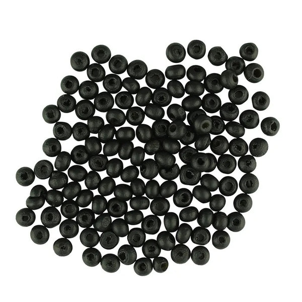 5mm Black Wooden Seed Beads