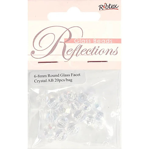 6mm - 8mm Glass Round Facet Bead (available in 2 colours)