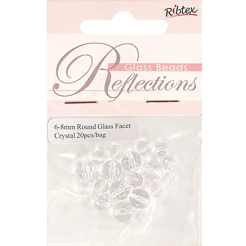 6mm - 8mm Glass Round Facet Bead (available in 2 colours)