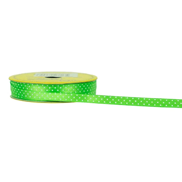 6mm Apple Green Satin with Spots Ribbon