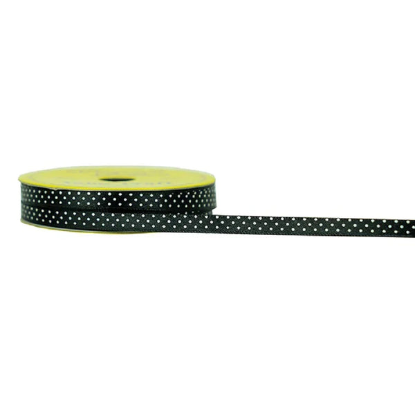 6mm Black Satin with Spots Ribbon
