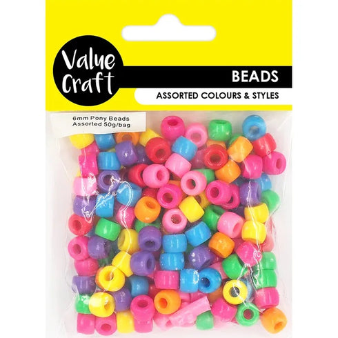6mm Bright Colours Pony Beads