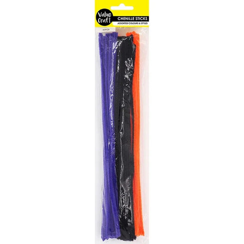 6mm Black Purple Orange Craft Chenille Sticks