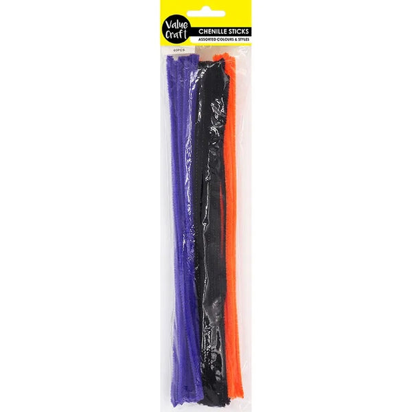 6mm Black Purple Orange Craft Chenille Sticks