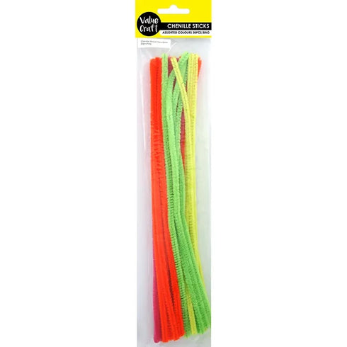 6mm Fluorescent Colours Chenille Sticks