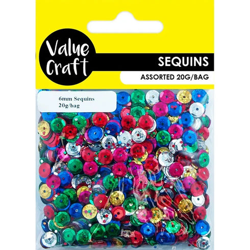 6mm Multi Coloured Craft Sequins