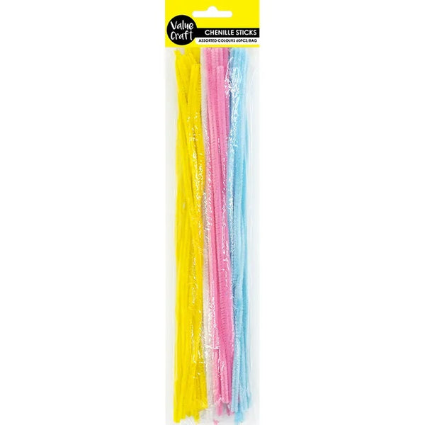 6mm Pastel Colour Chenille Sticks