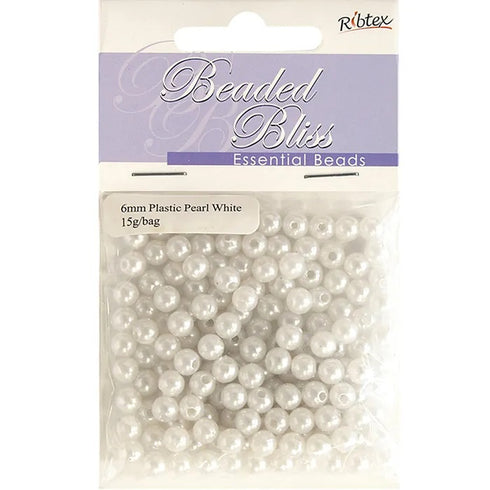 6mm Plastic Pearl Beads (available in 3 colours)