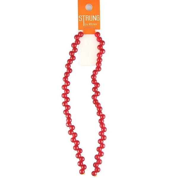 6mm Red Colour Frosted Matagami Strung Beads