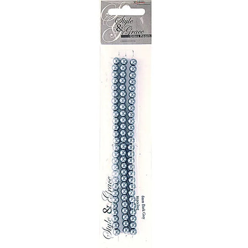 6mm Round Glass Pearl Beads (available in 7 colours)