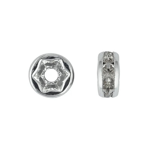 6mm Round Rondelle with Diamante Spacers (available in 2 colours)