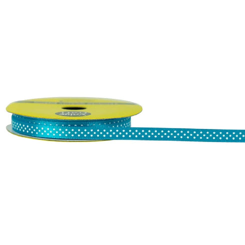 6mm Turquoise Satin with Spots Ribbon