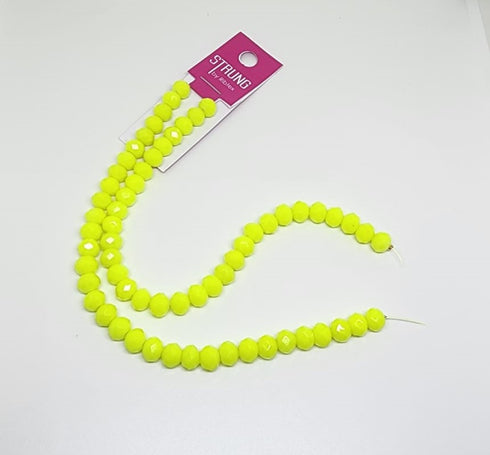 6mm x 8mm Squashed Facet Glass Strung Beads (available in 3 colours)