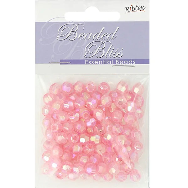7mm Plastic Round Facet Beads (available in 4 colours)