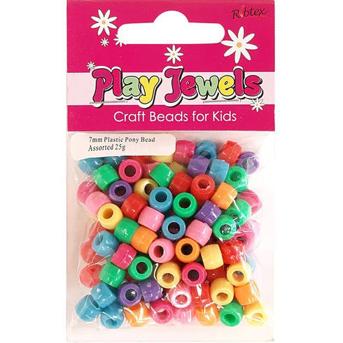 7mm Round Plastic Pony Beads