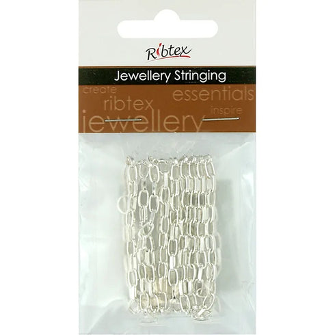 7mm x 4mm Bright Silver Colour Straight Oval Link Chain