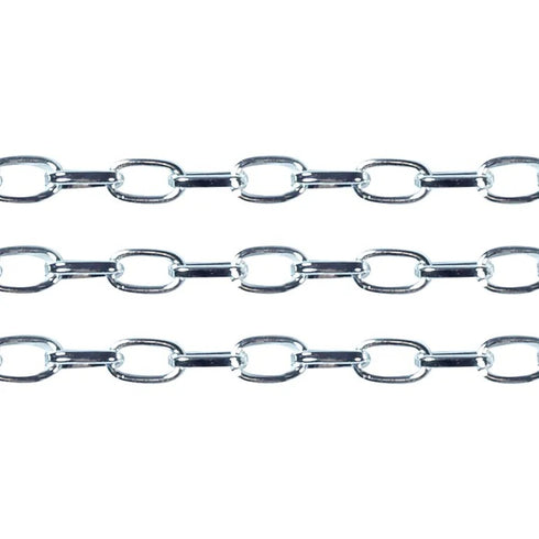 7mm x 4mm Bright Silver Colour Straight Oval Link Chain