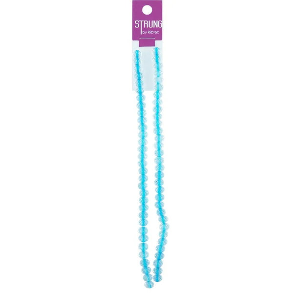 8mm Crystal - Blue Glass Squashed Facet Strung Beads