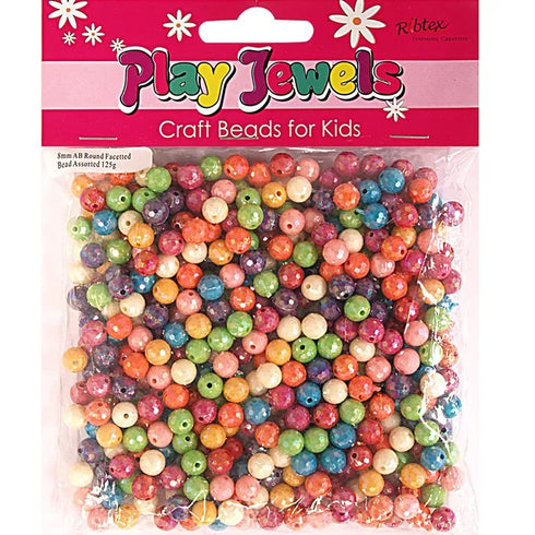 8mm Plastic Facet Round Shape Beads