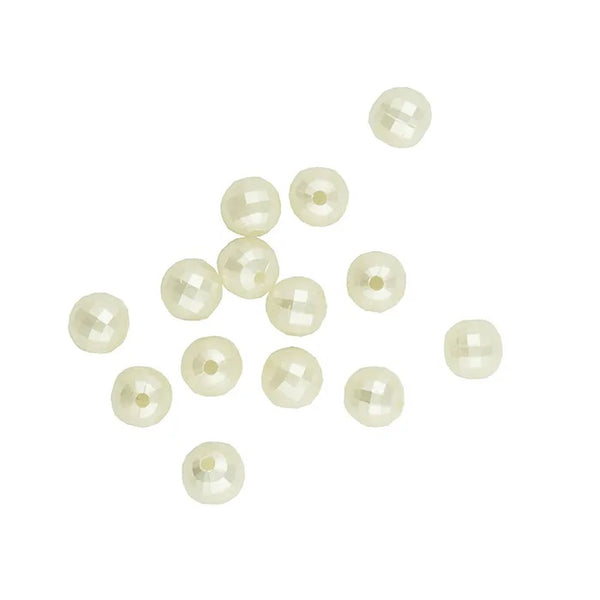 8mm Plastic Round Faceted Pearl Beads (available in 2 colours)