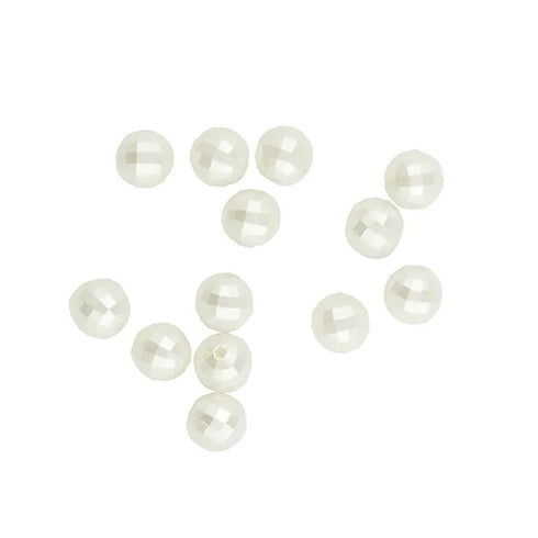8mm Plastic Round Faceted Pearl Beads (available in 2 colours)