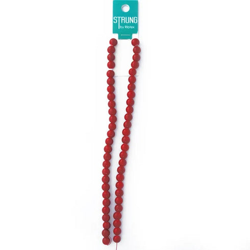 8mm Round Glass Strung Beads - 54pcs (available in 2 colours)