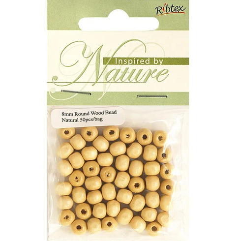8mm Natural Round Shape Wooden Beads