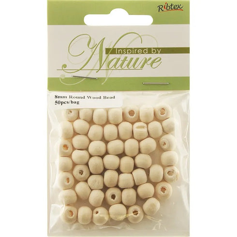8mm Natural Non Varnish Round Shape Wooden Beads