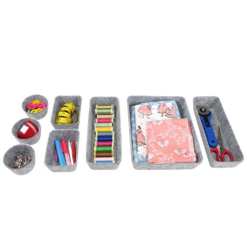 8pcs Stylish Light Grey Felt Storage Set